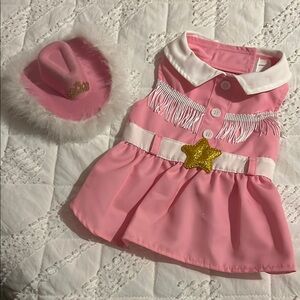 Pink Cowgirl dress with Hat for dogs. Sz small!